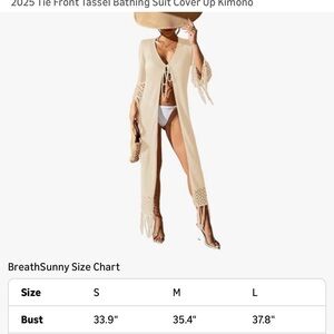 Women's Cream Tassel Swim Cover-Up Kimono